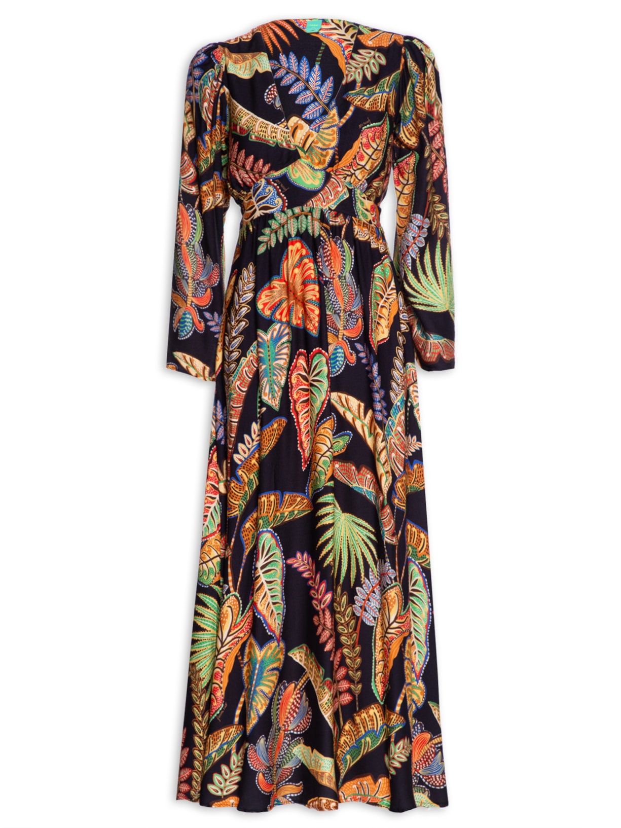 Vestido Midi Folhagem Cool - Preto