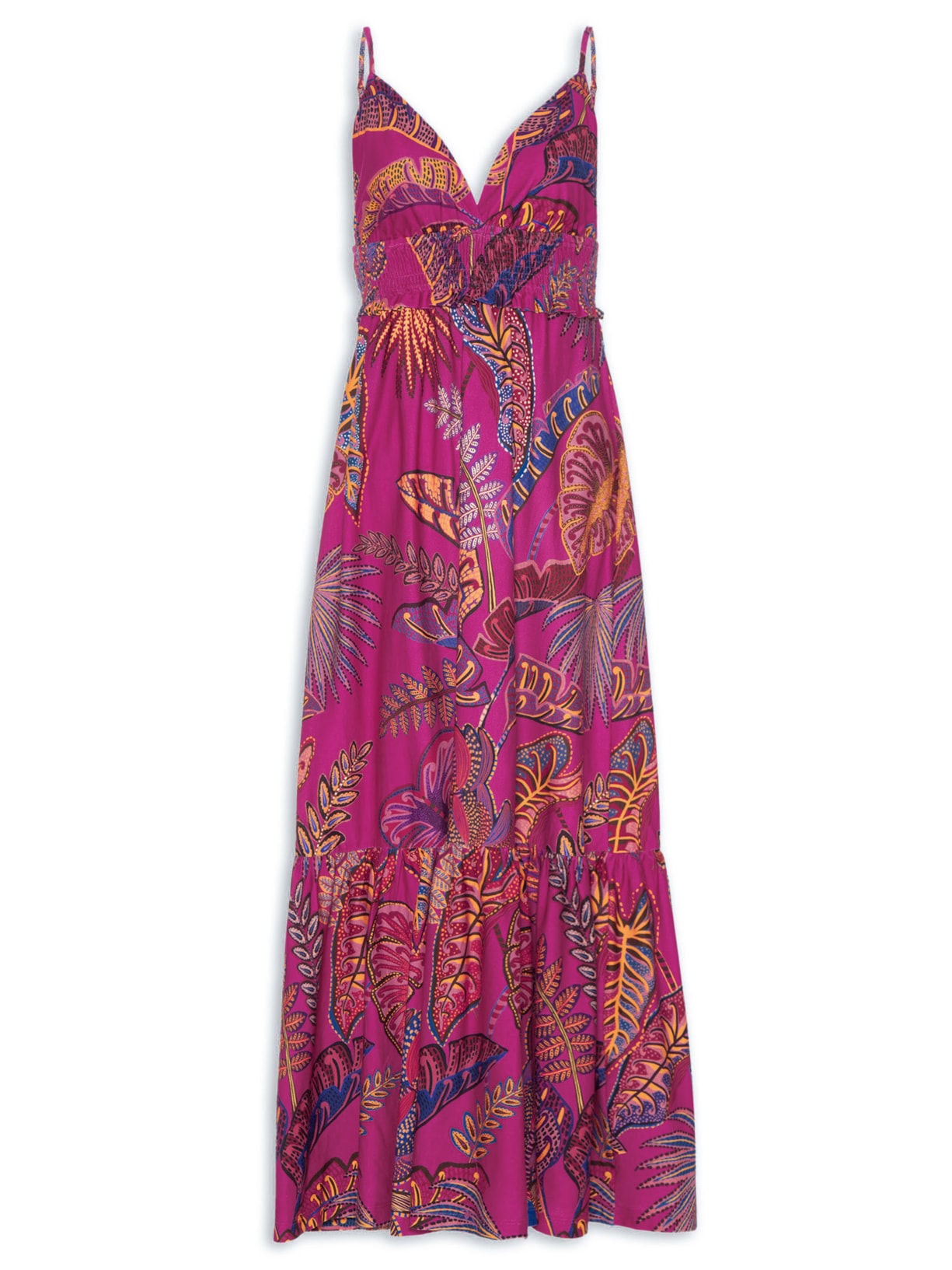 Vestido Midi Folhagem Cool - Rosa