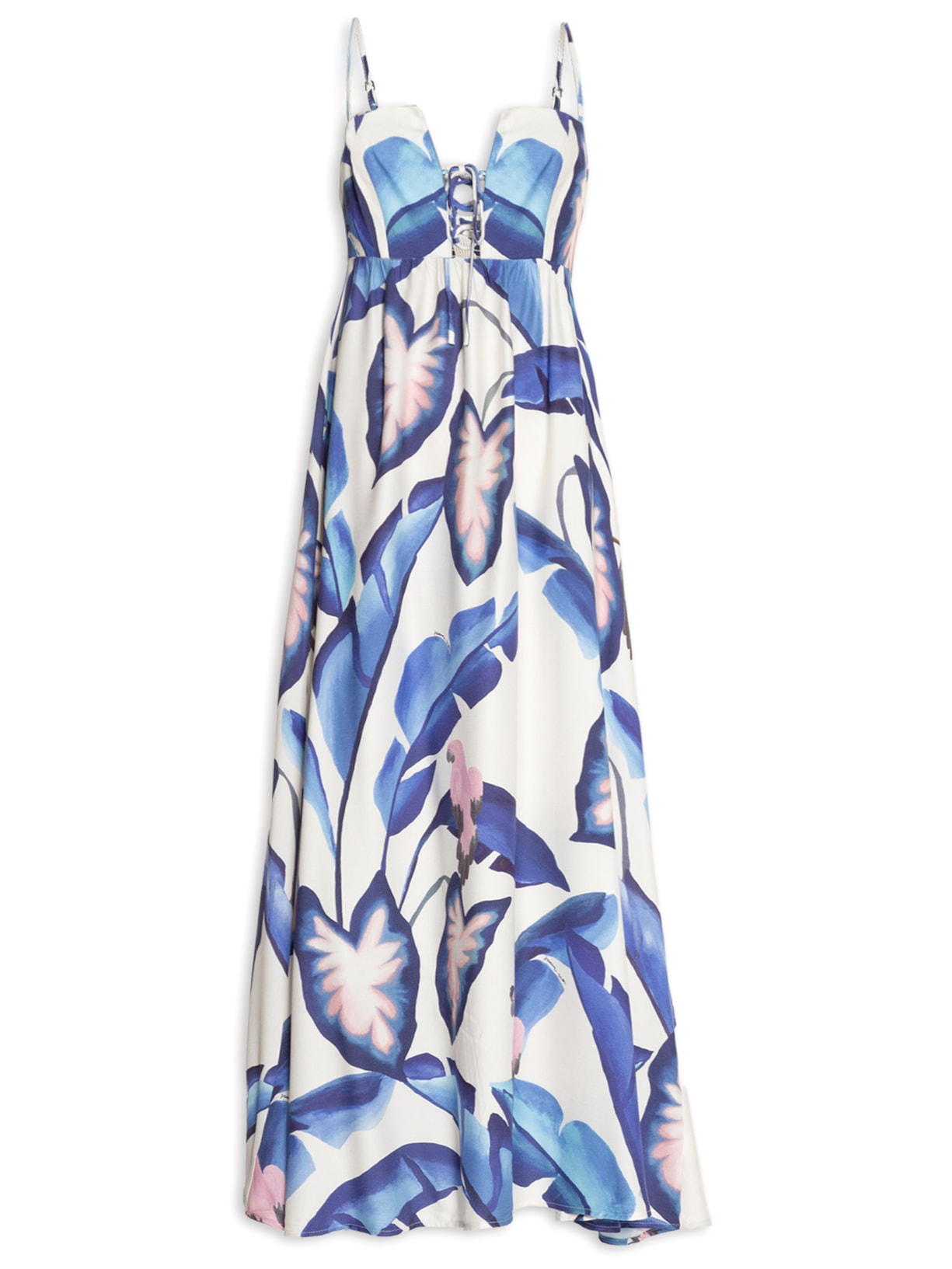 Vestido Midi Folhagem de Verão - Azul