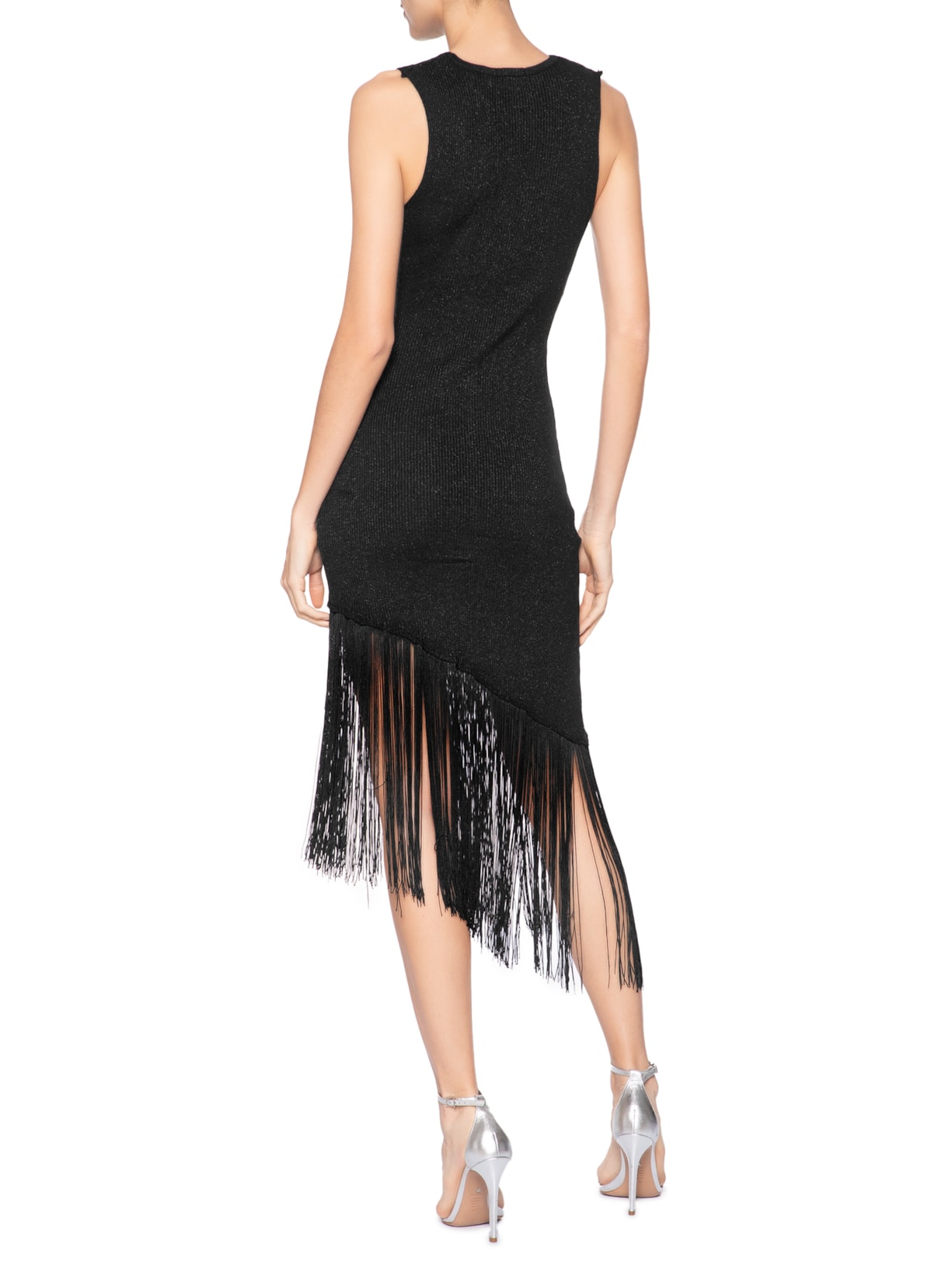 Vestido Midi Franja Preto Market 33