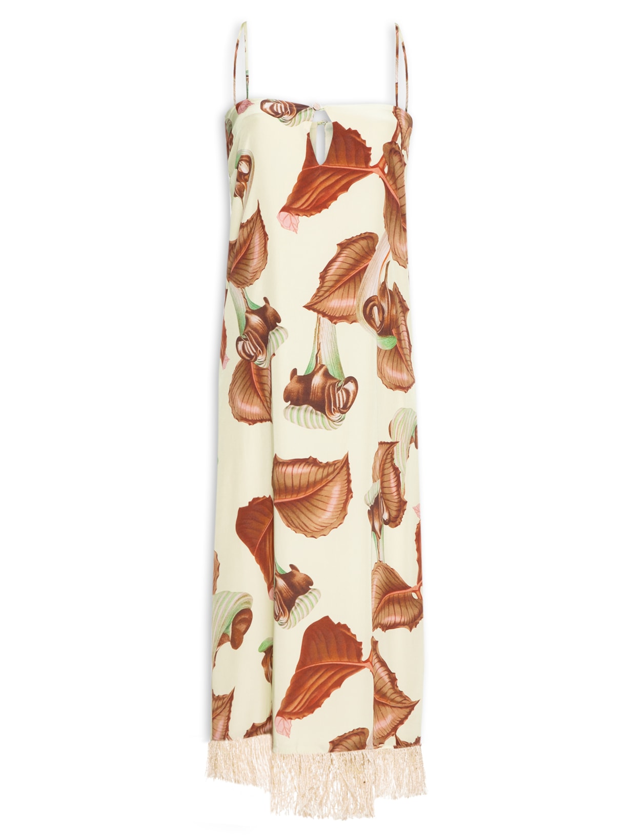 Vestido Midi Franjas Ariasaema Creme - Bege