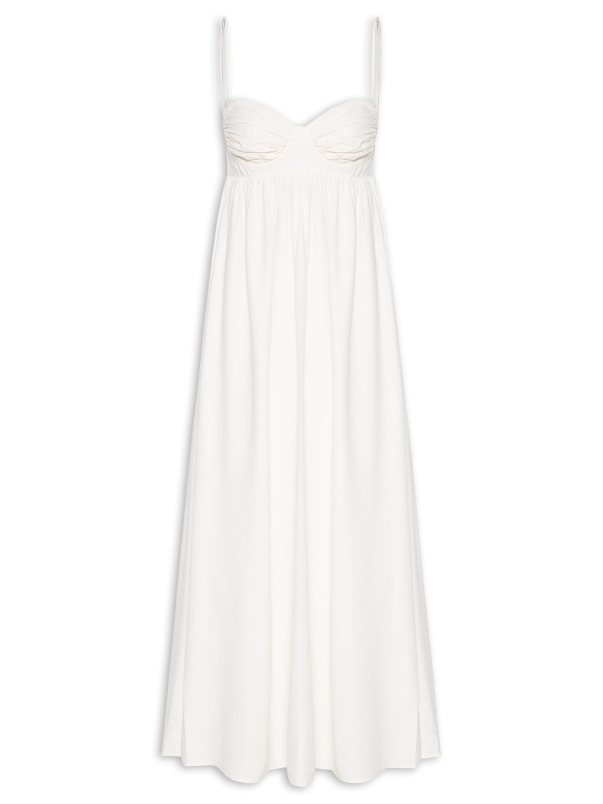 Vestido Midi Franzido - Branco