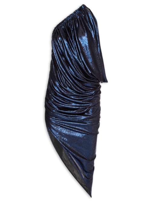 Vestido Midi Franzido Com Top - Azul