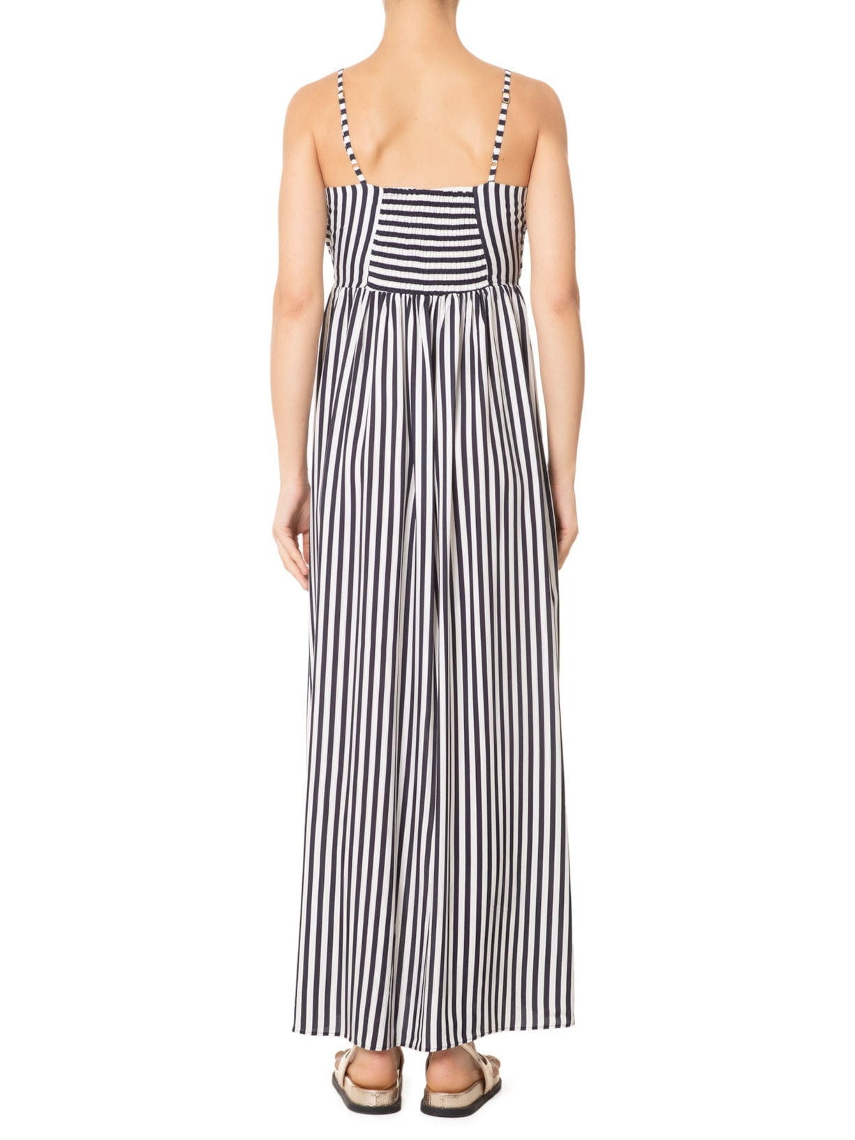 Vestido Midi Franzido Listrado Azul '2Essential