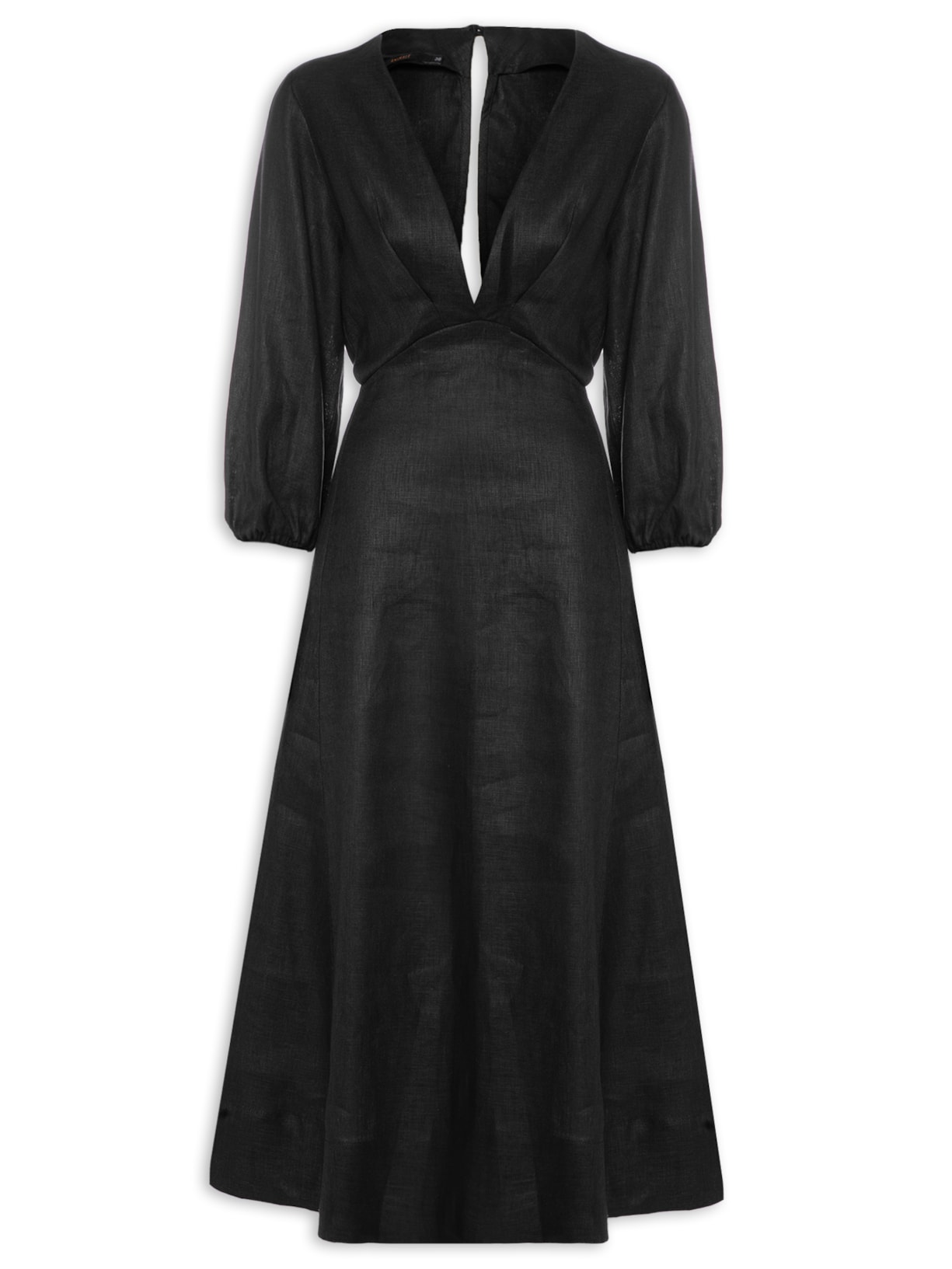 Vestido Midi Franzido - Preto