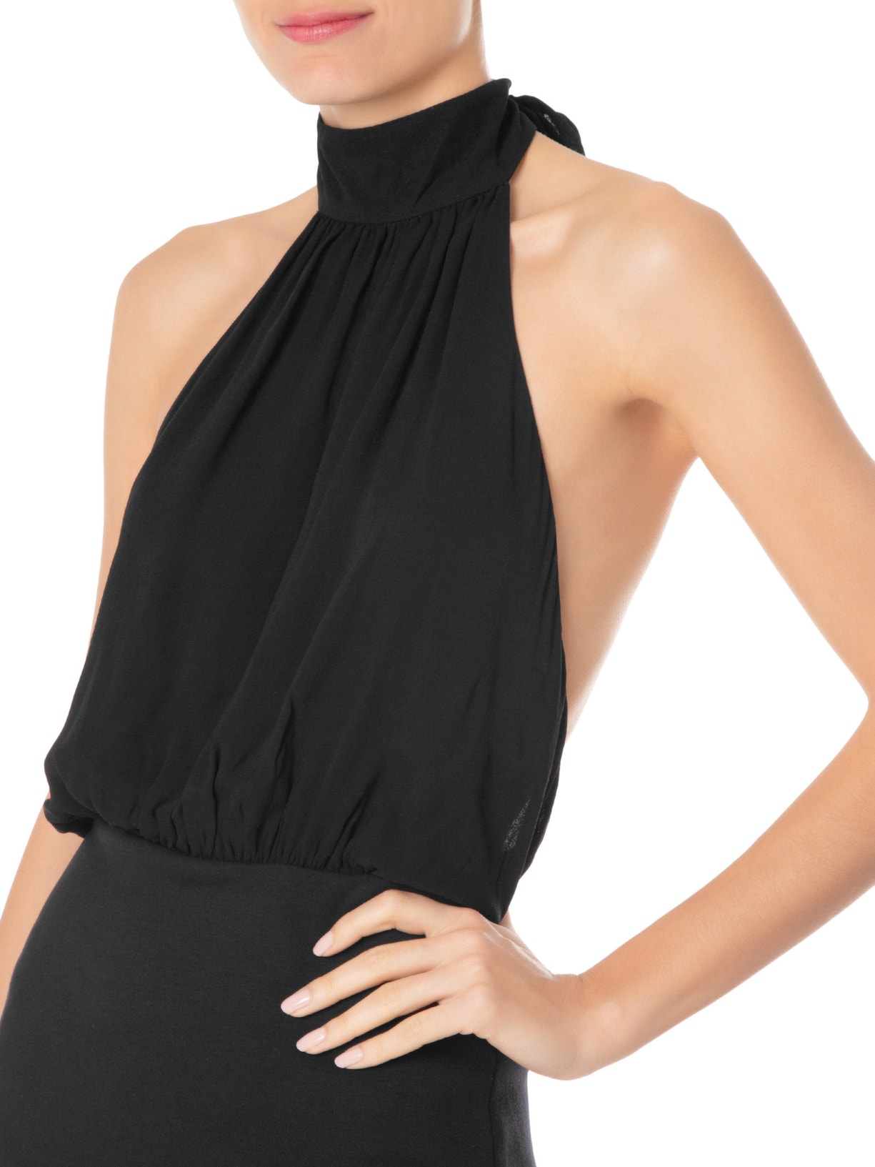 Vestido Midi Frente única Com Amarração Preto Animale