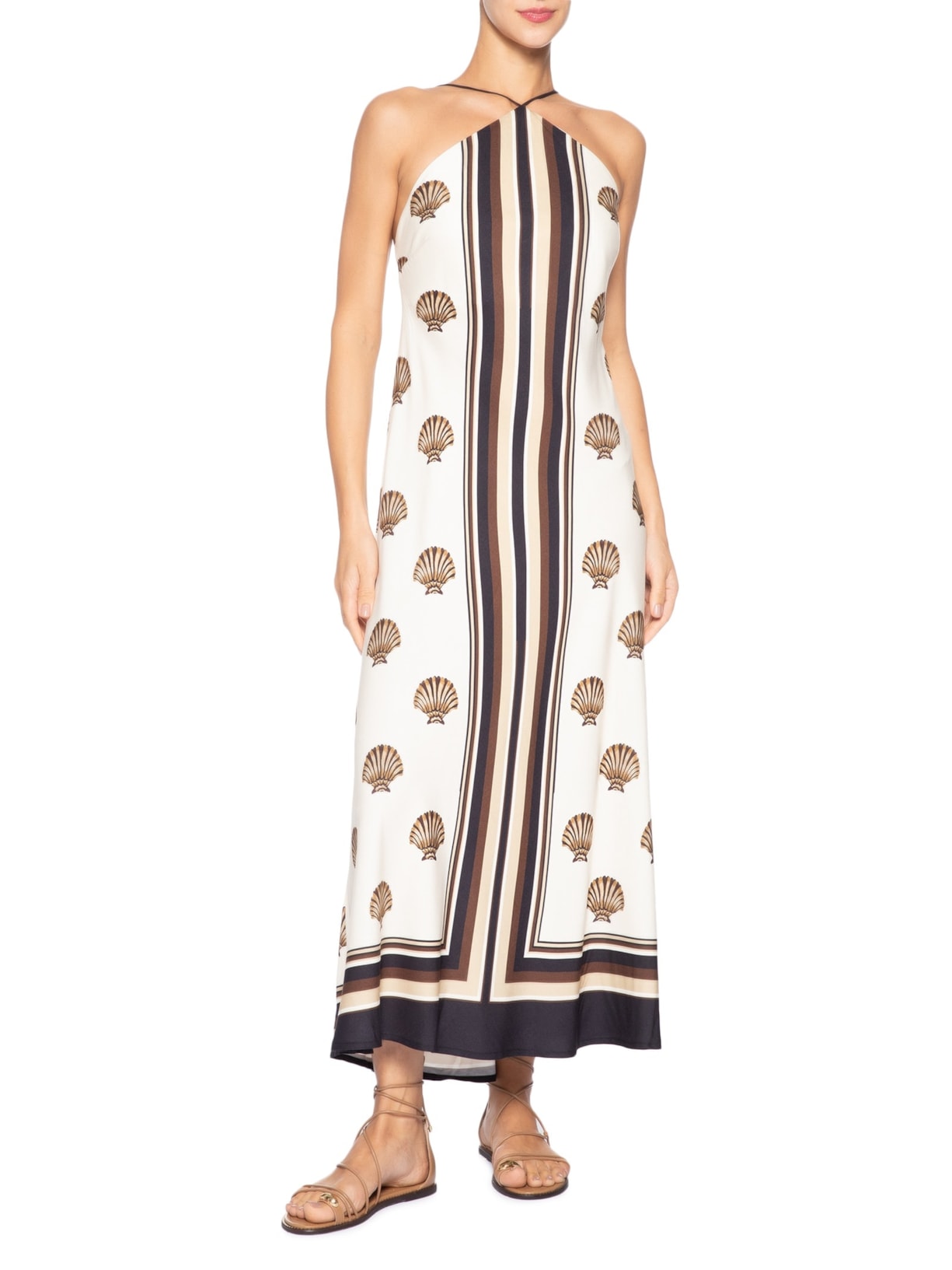 Vestido Midi Frente Única Conchita Branco Farm
