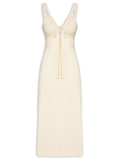 Vestido Midi Frente Vazada - Amarelo