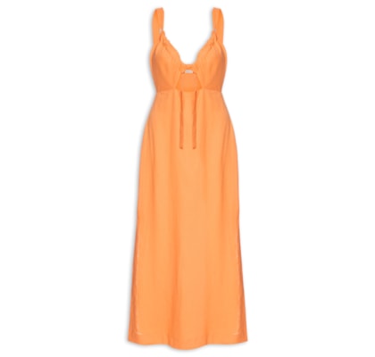 Vestido Midi Frente Vazada - Laranja 