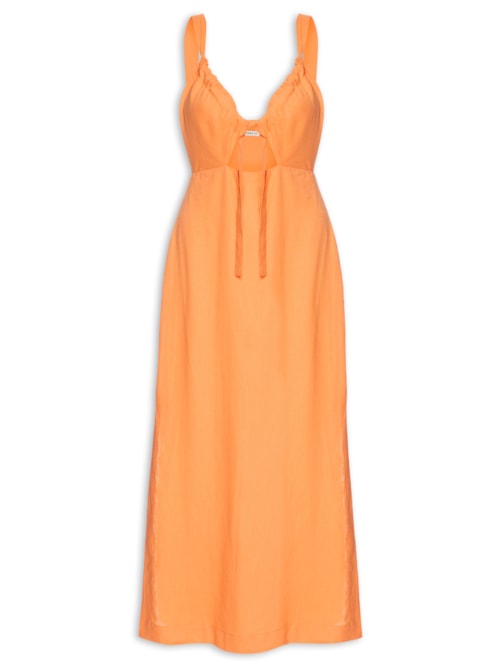 Vestido Midi Frente Vazada - Laranja