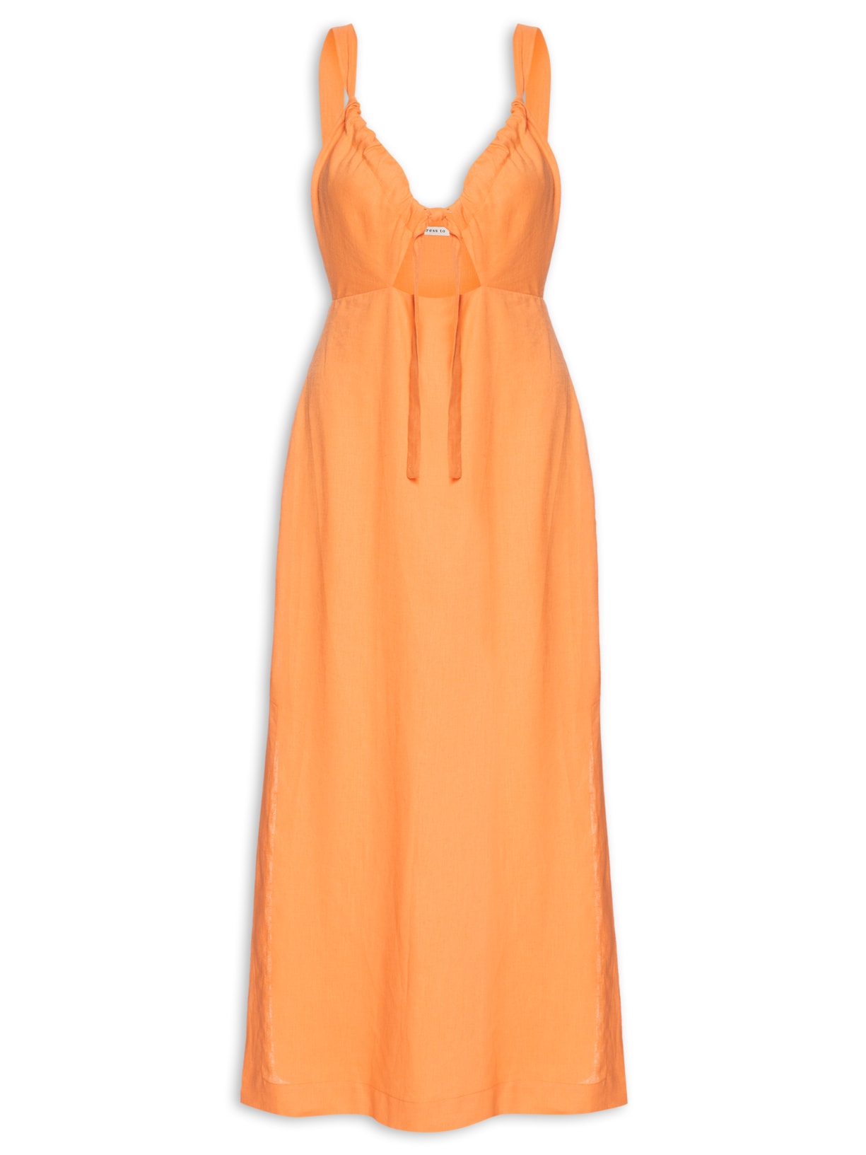 Vestido Midi Frente Vazada - Laranja