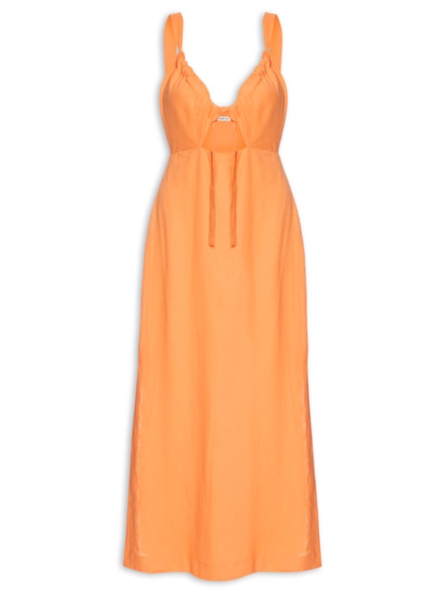 Vestido Midi Frente Vazada - Laranja