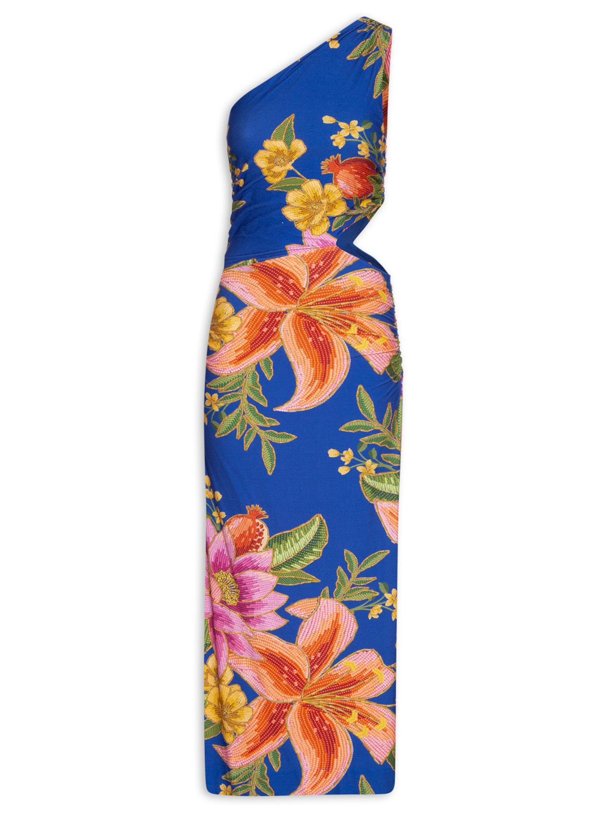 Vestido Midi Fruta De Verão - Azul