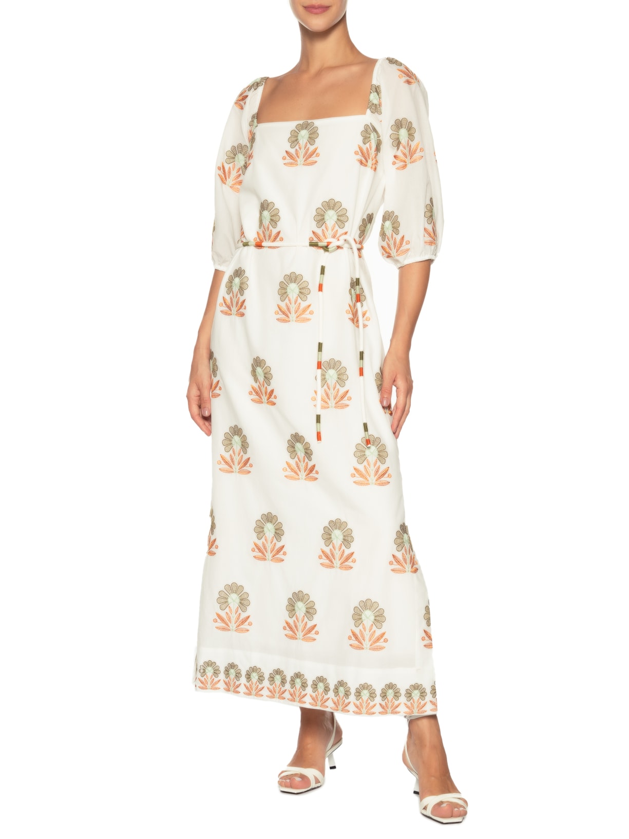 Vestido Midi Garden V26 Branco Mixed