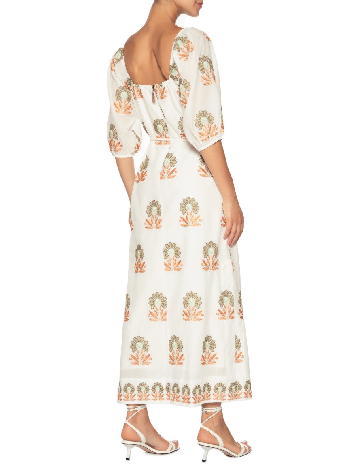 Vestido Midi Garden V26 Branco Mixed