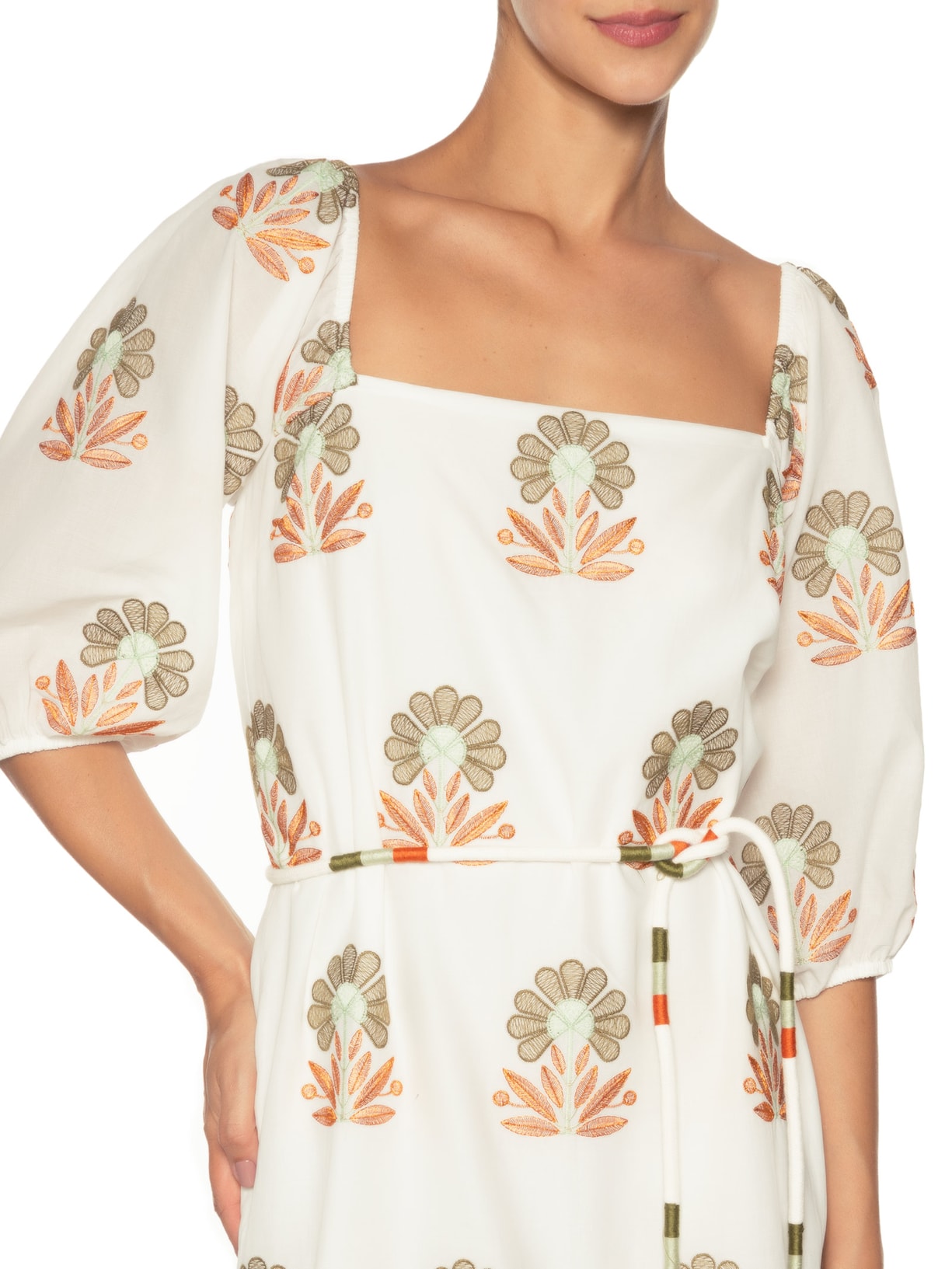 Vestido Midi Garden V26 Branco Mixed