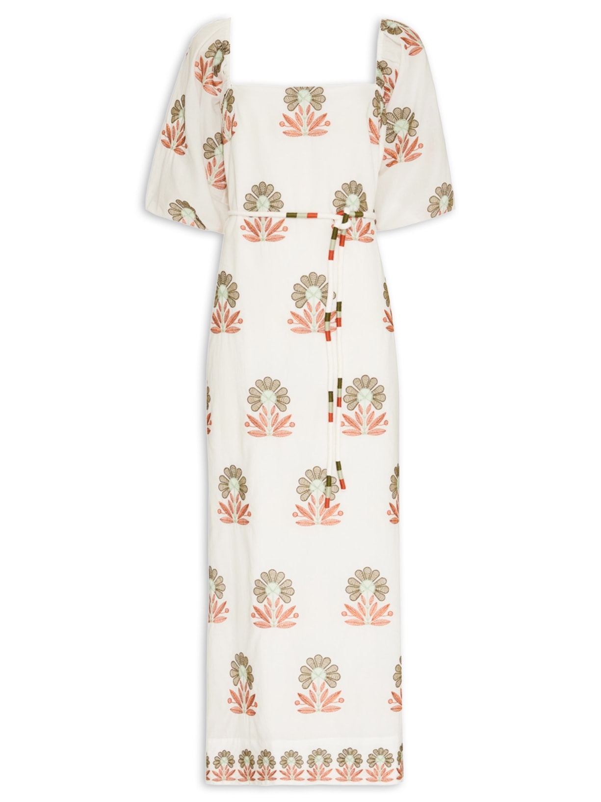 Vestido Midi Garden V26 Branco Mixed