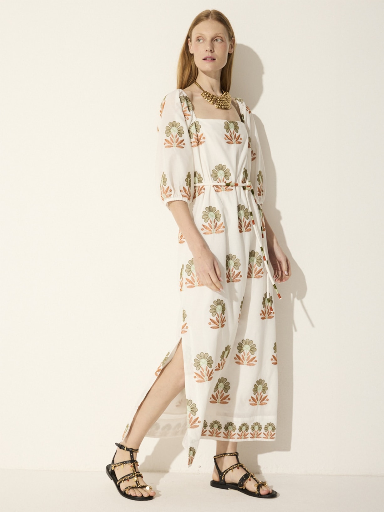 Vestido Midi Garden V26 Branco Mixed