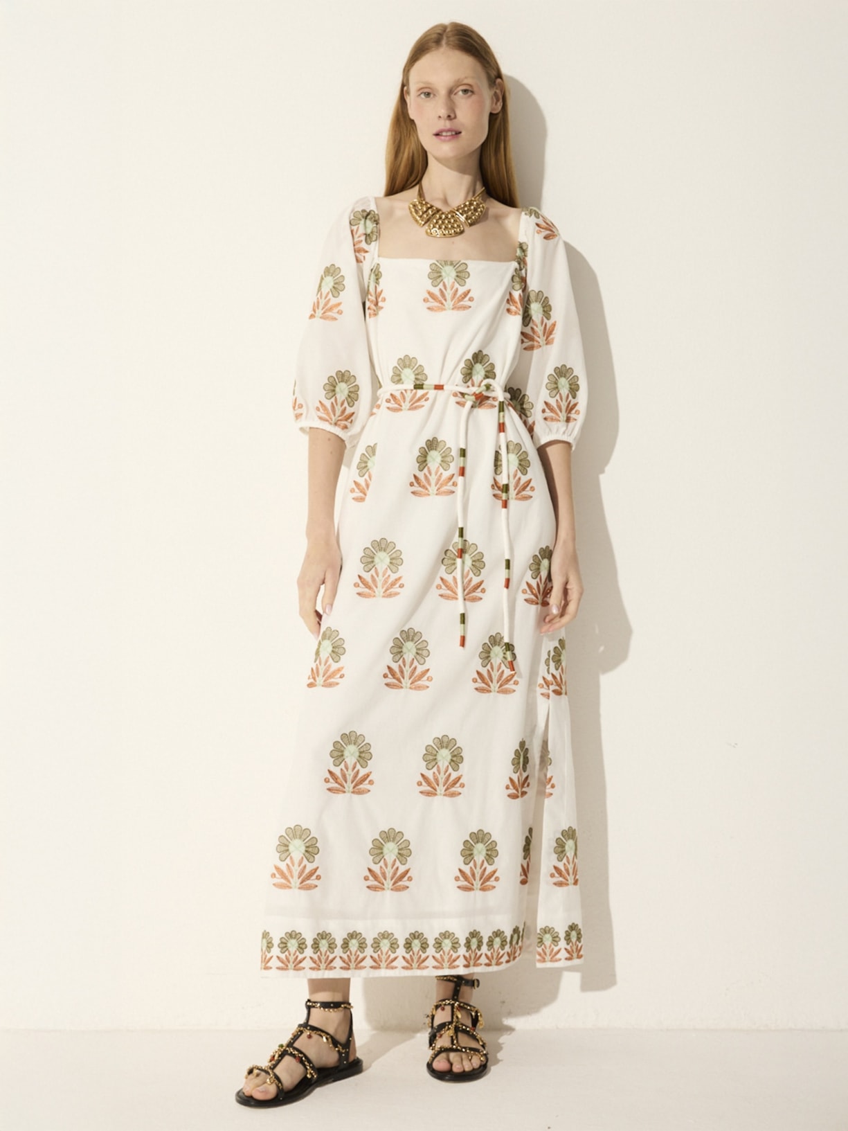 Vestido Midi Garden V26 Branco Mixed