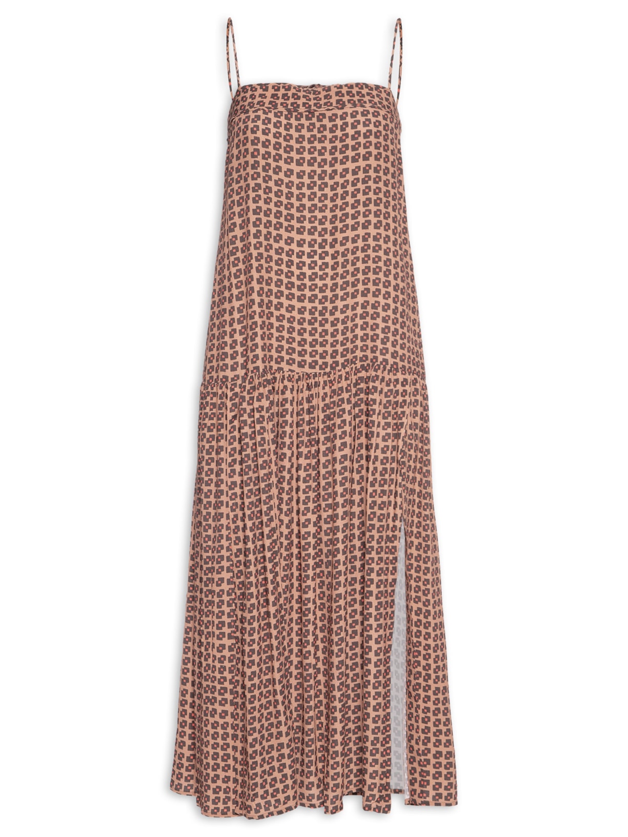 Vestido Midi Geo Flow Bronze Rosa Animale
