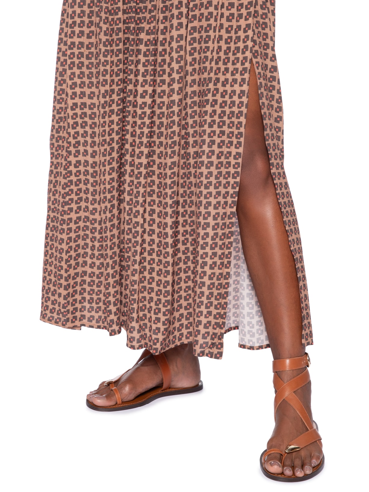 Vestido Midi Geo Flow Bronze Rosa Animale