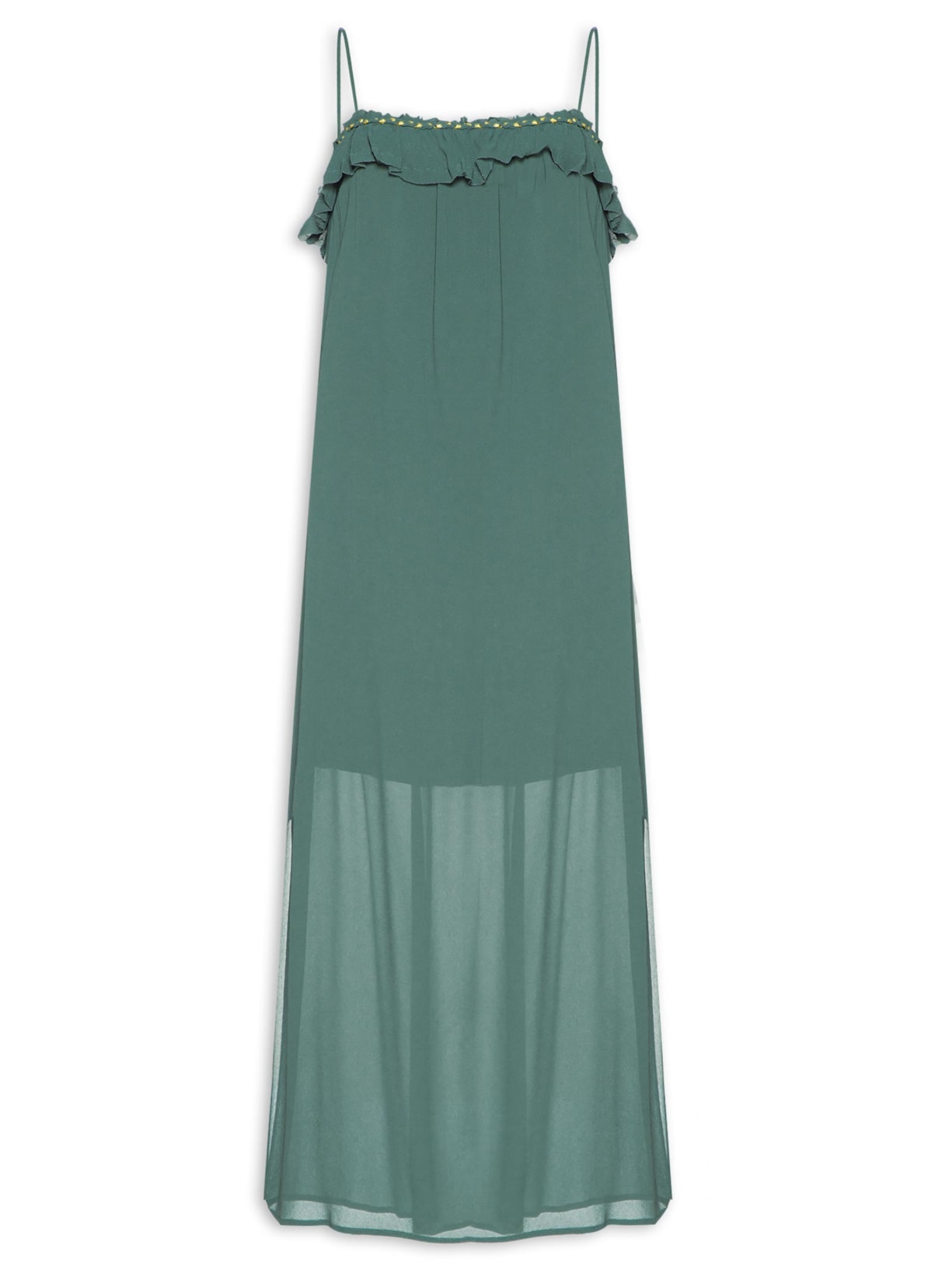 Vestido Midi GGT Bordado Tranca - Verde