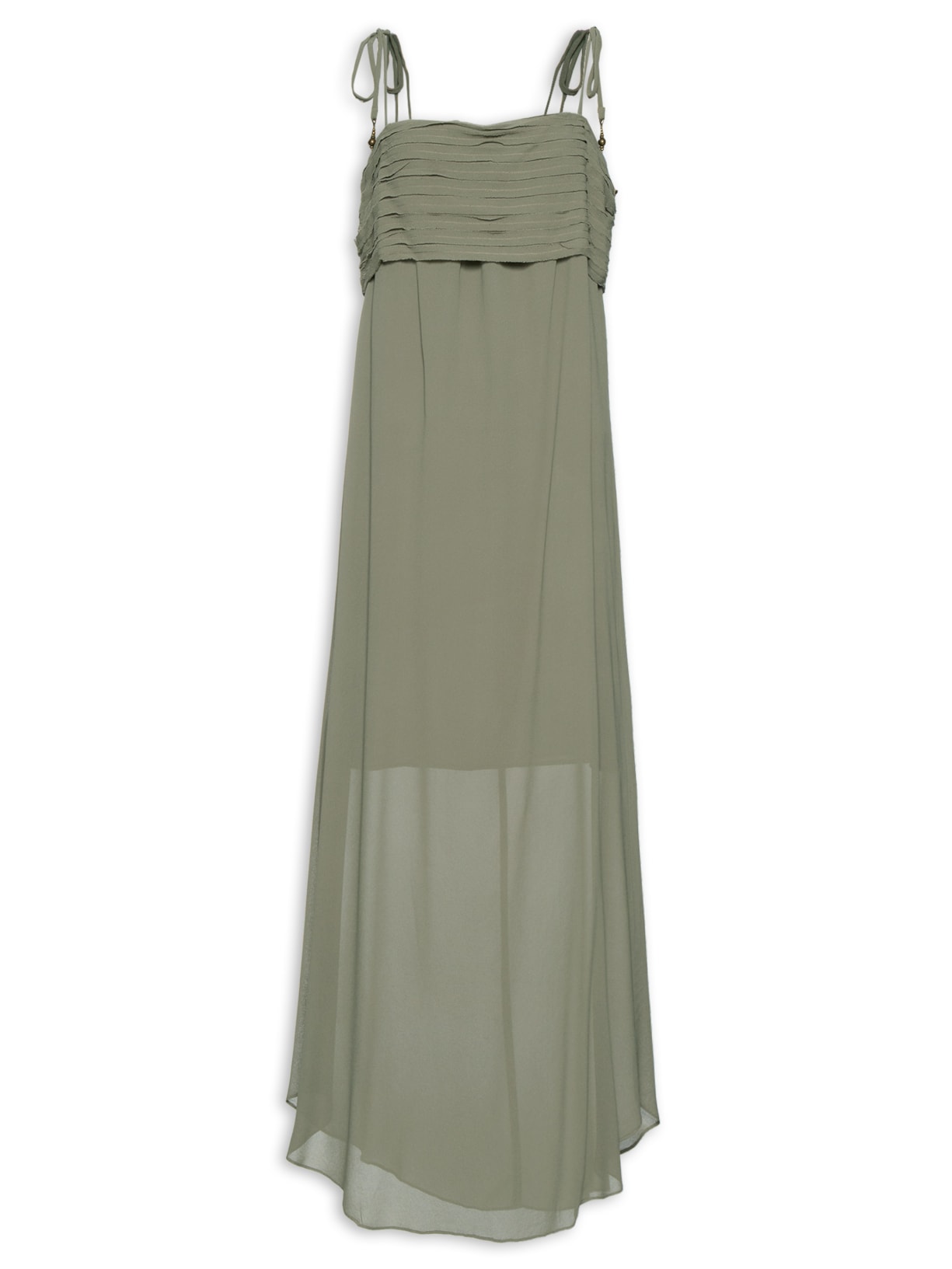 Vestido Midi GGT Busto Pregas A Fio - Verde