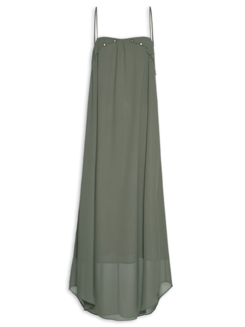 Vestido Midi Ggt Decote Metais - Cinza