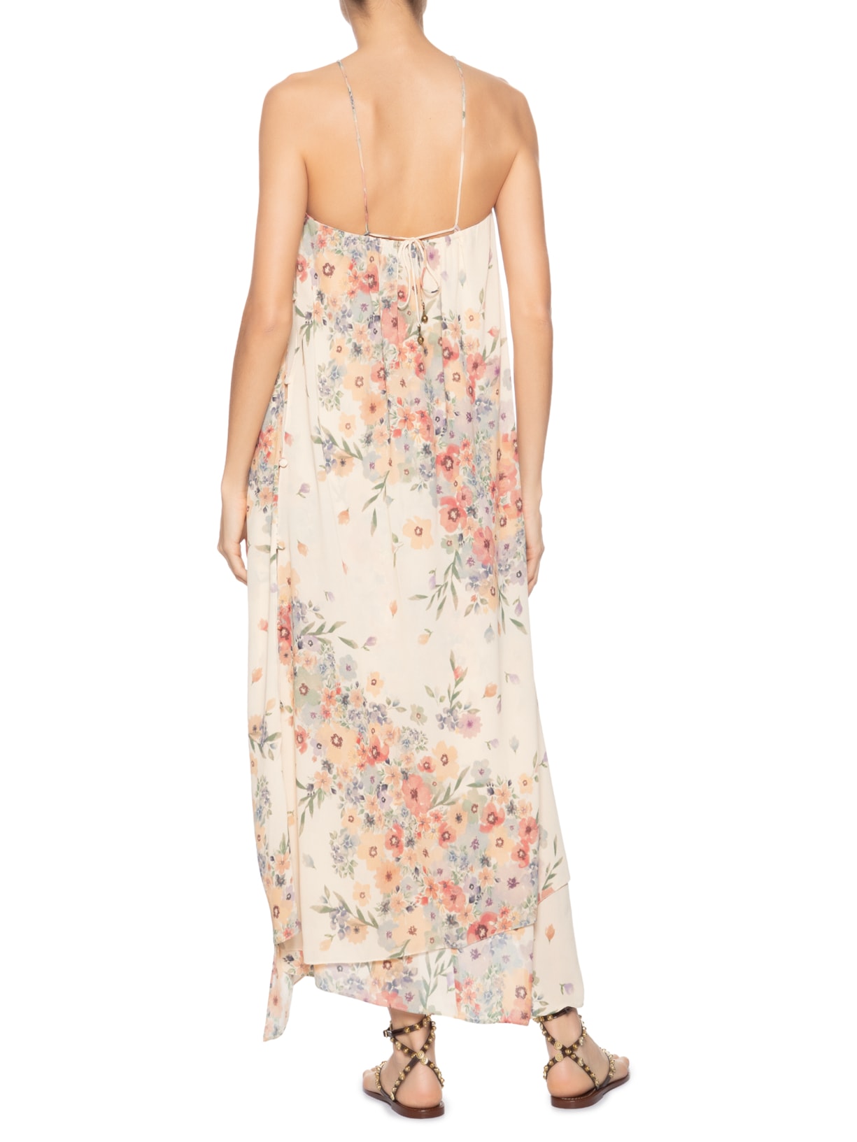 Vestido Midi Ggt Estampa Allure Bege Maria Filó