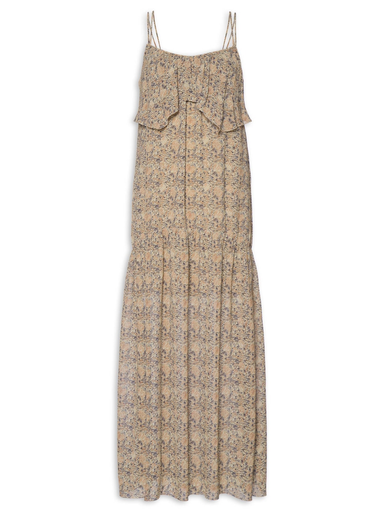 Vestido Midi Ggt Estampa Fable - Bege