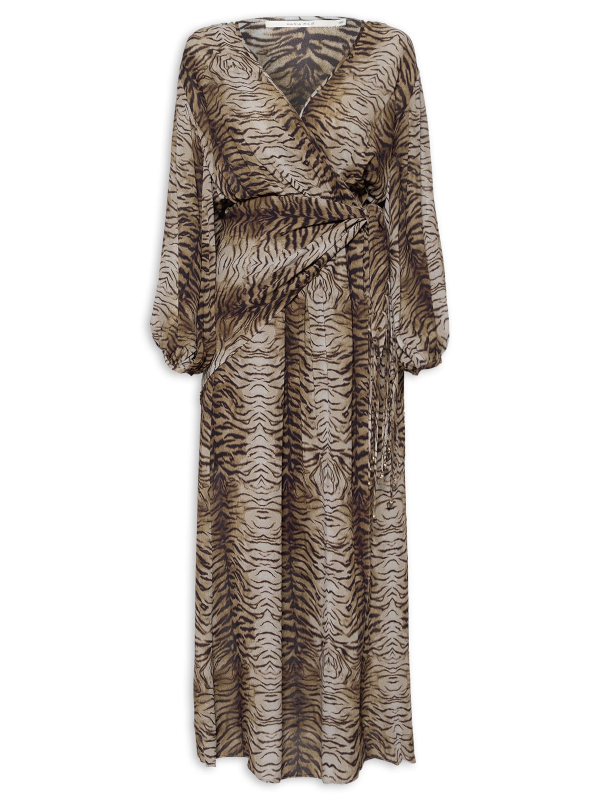 Vestido Midi GGT Estampa Felin Marrom Maria Filó