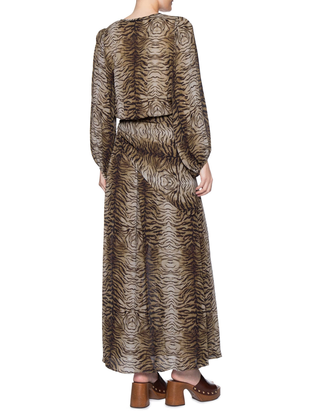 Vestido Midi GGT Estampa Felin Marrom Maria Filó