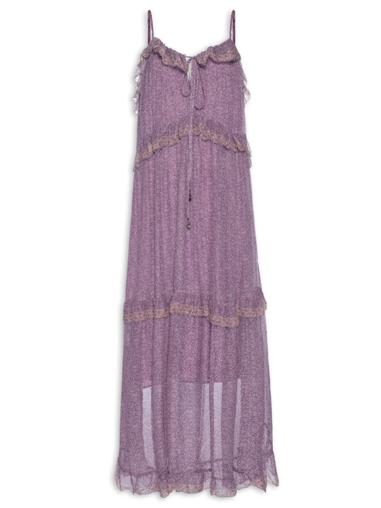 Vestido Midi Ggt Estampa Isla - Roxo