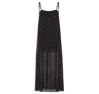 Vestido Midi GGT Estampa Lily - Preto