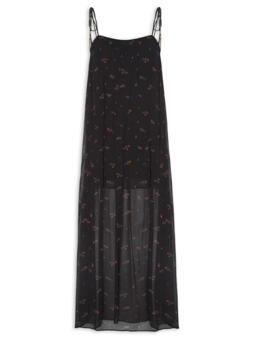 Vestido Midi GGT Estampa Lily - Preto
