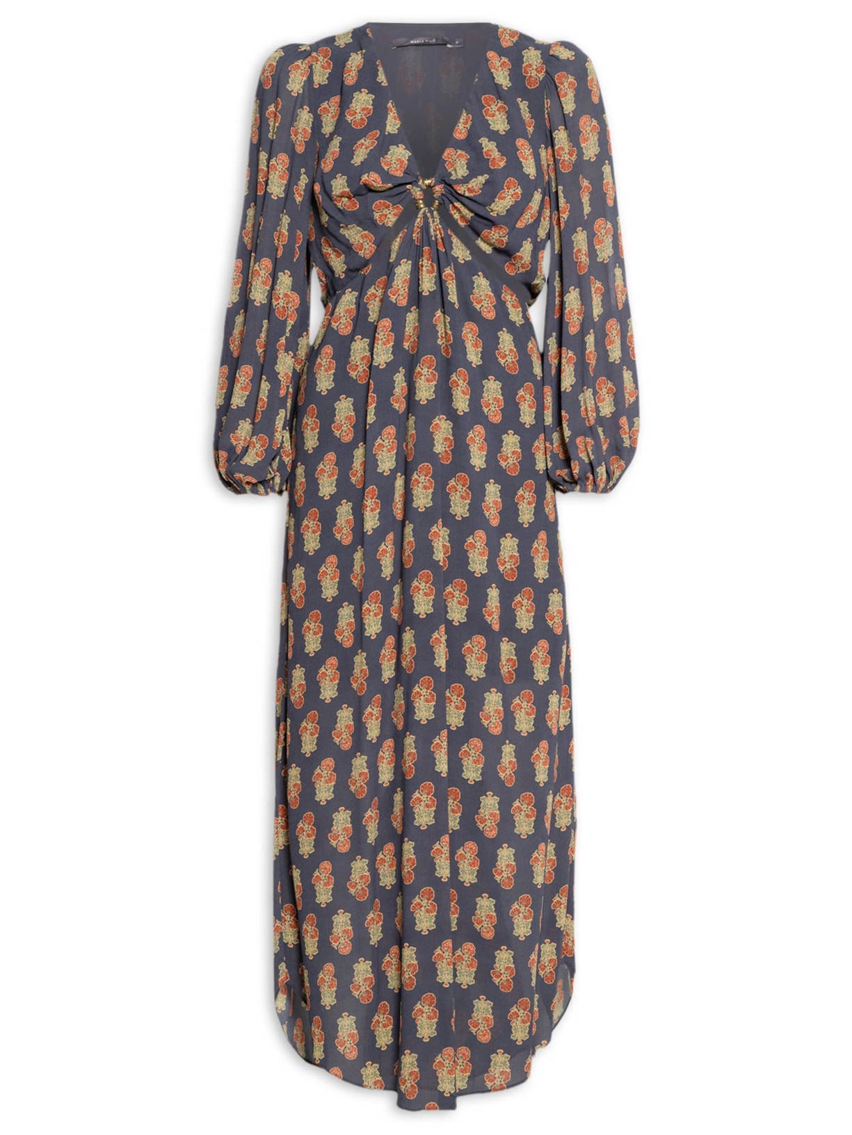 Vestido Midi Ggt Estampa Memórias - Azul