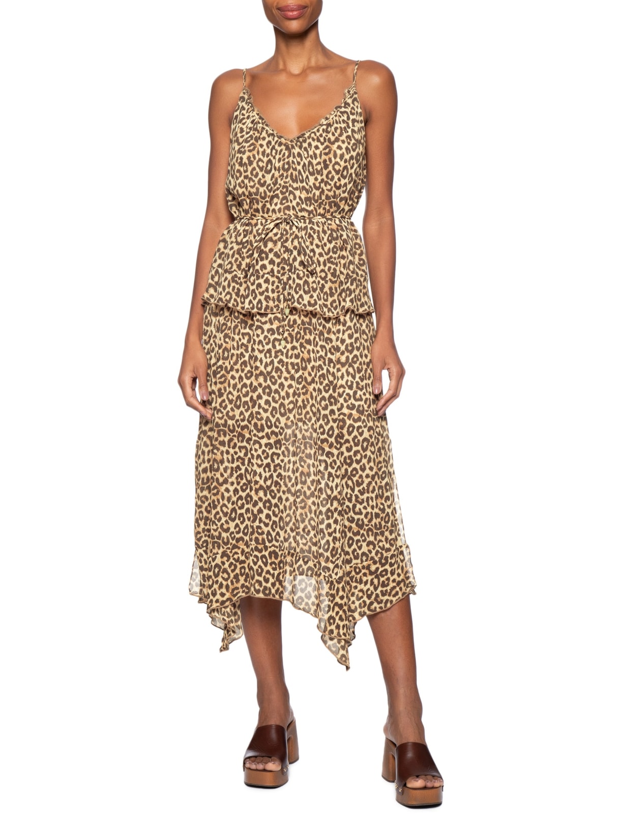 Vestido Midi Ggt Estampa Onça Animal Print Maria Filó