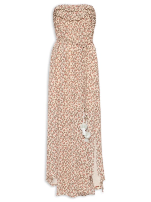 Vestido Midi GGT Estampa Ticy - Bege