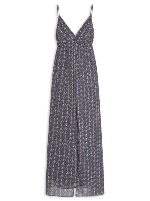 Vestido Midi GGT Estampa Tiny - Azul