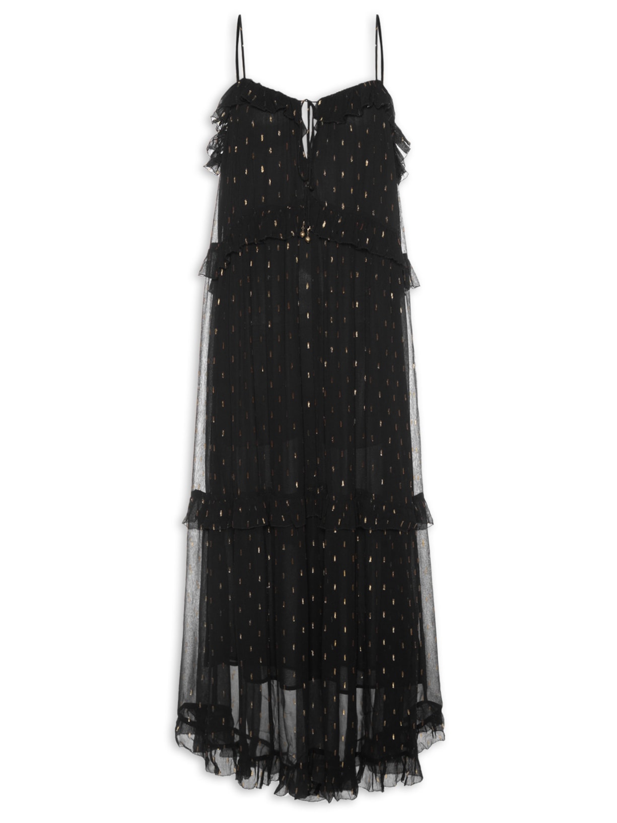 Vestido Midi GGT Lurex Preto Maria Filó