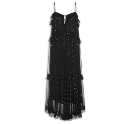 Vestido Midi GGT Lurex - Preto