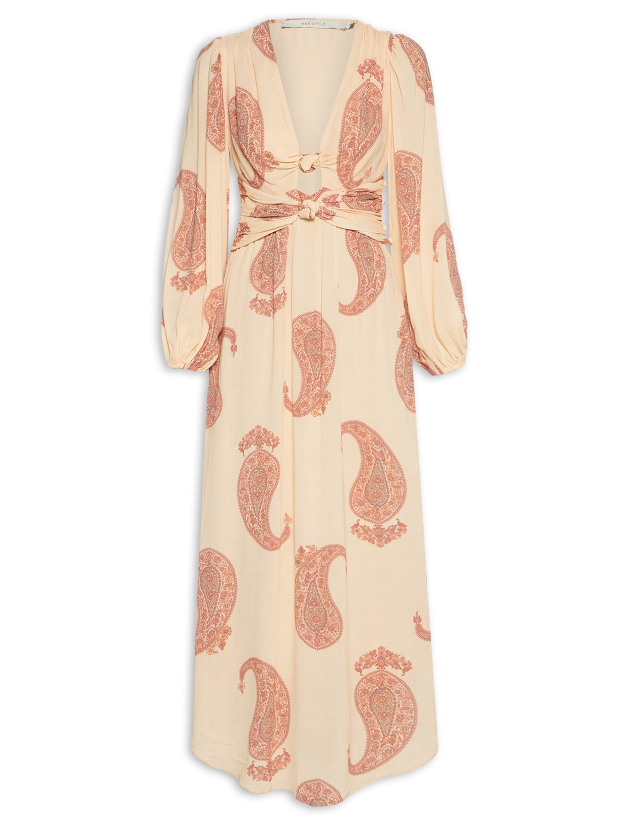 Vestido Midi GGT Paisley - Bege