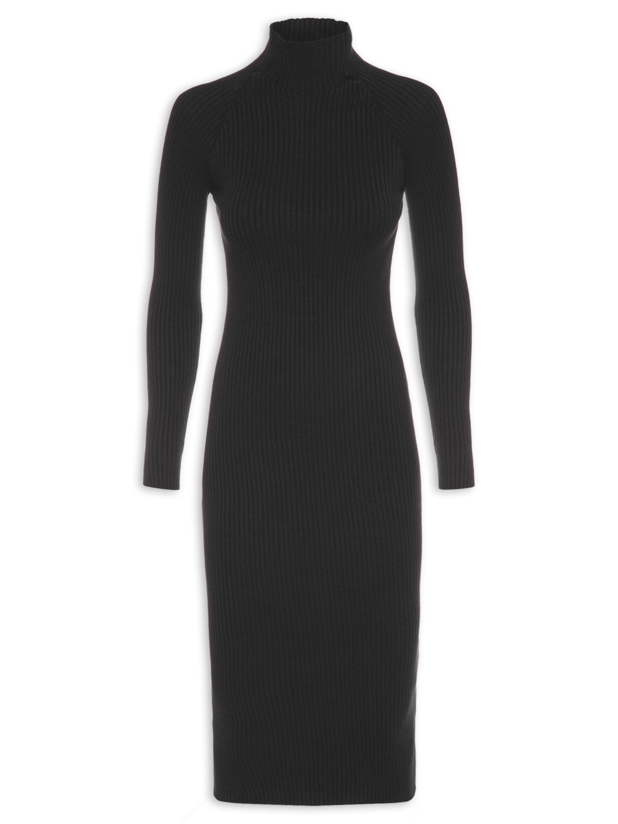 Vestido Midi Gola Alta - Preto