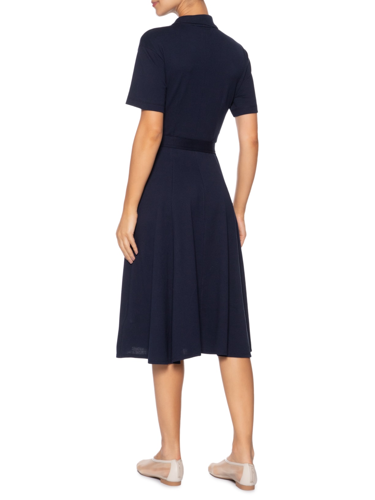 Vestido Midi Gola Polo Azul Lacoste