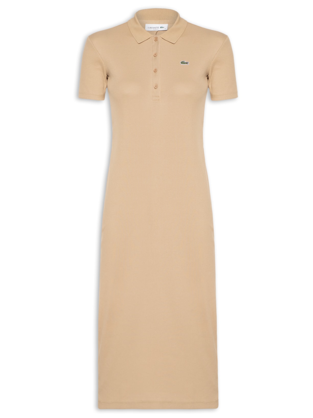 Vestido Midi Gola Polo - Bege