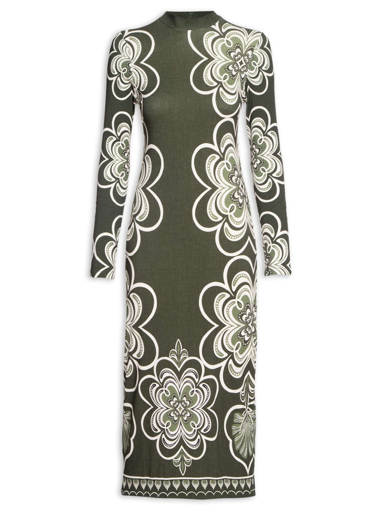 Vestido Midi Gráfico Místico - Preto