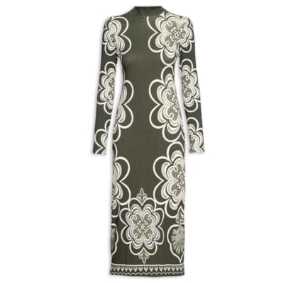 Vestido Midi Gráfico Místico - Verde