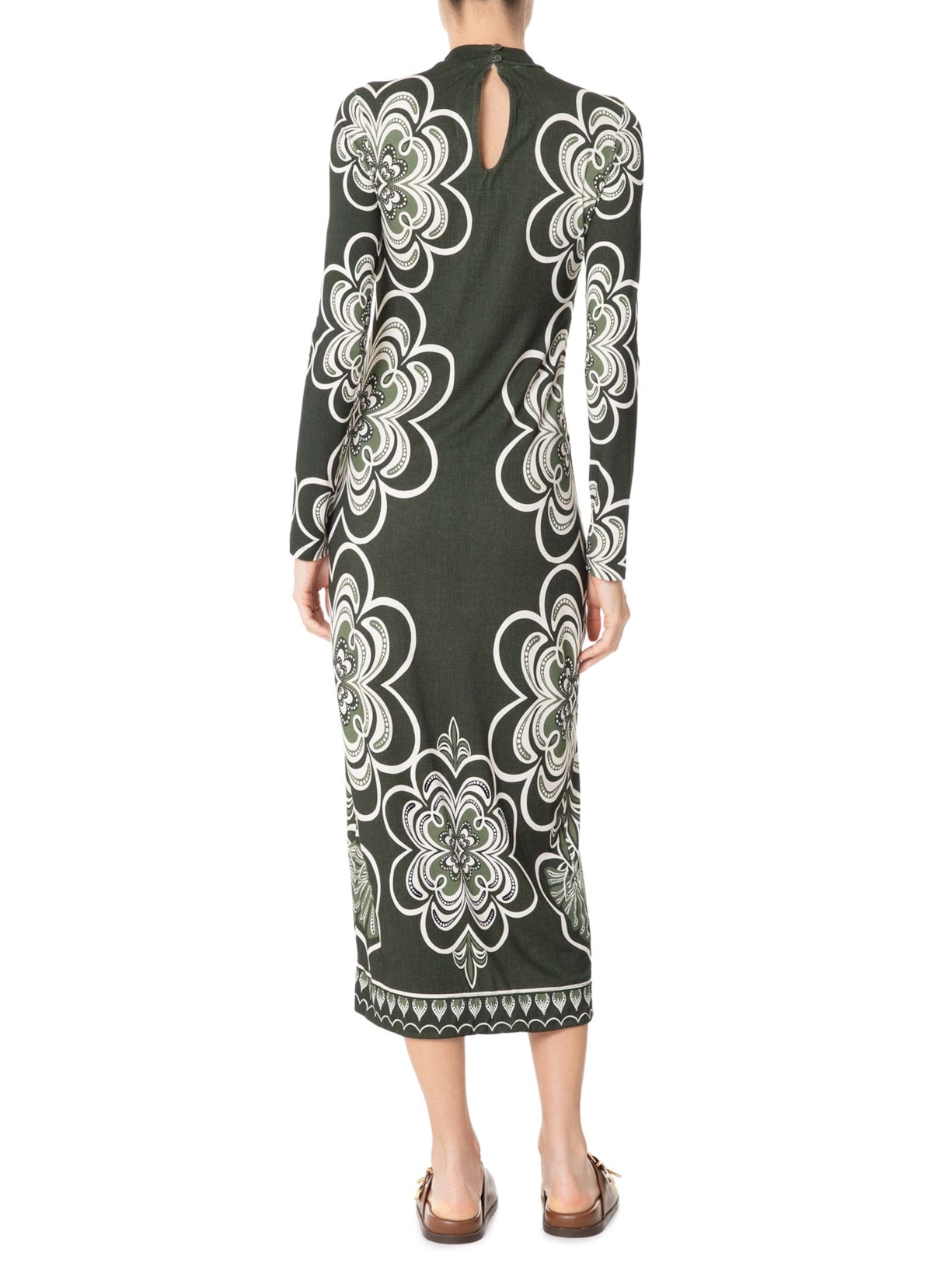 Vestido Midi Gráfico Místico Verde Farm