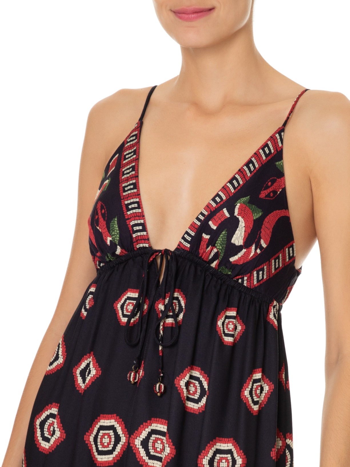 Vestido Midi Guaraná Coral Preto Farm