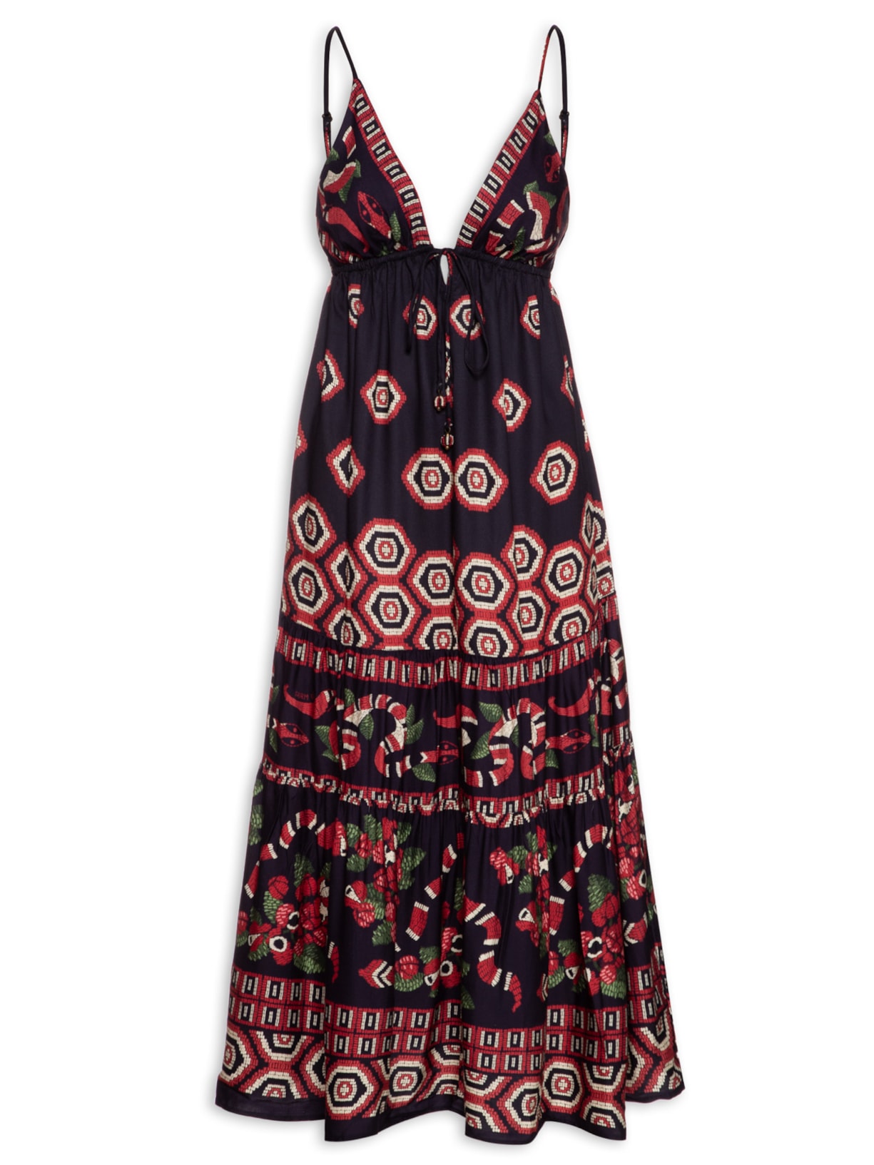 Vestido Midi Guaraná Coral Preto Farm